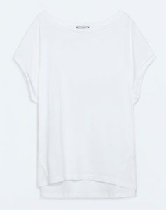 T-shirt blanc en coton sur Zara