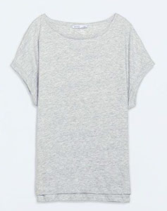 T-shirt gris en coton sur Zara